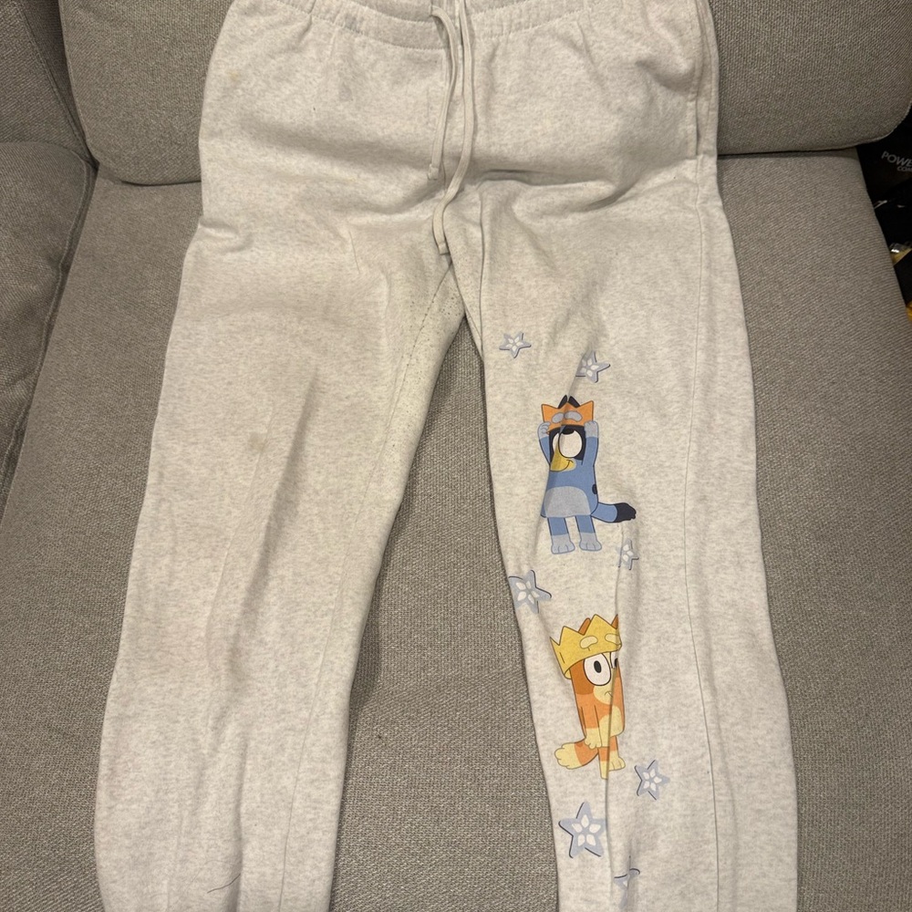 Playful Cartoon Print Gray Joggers